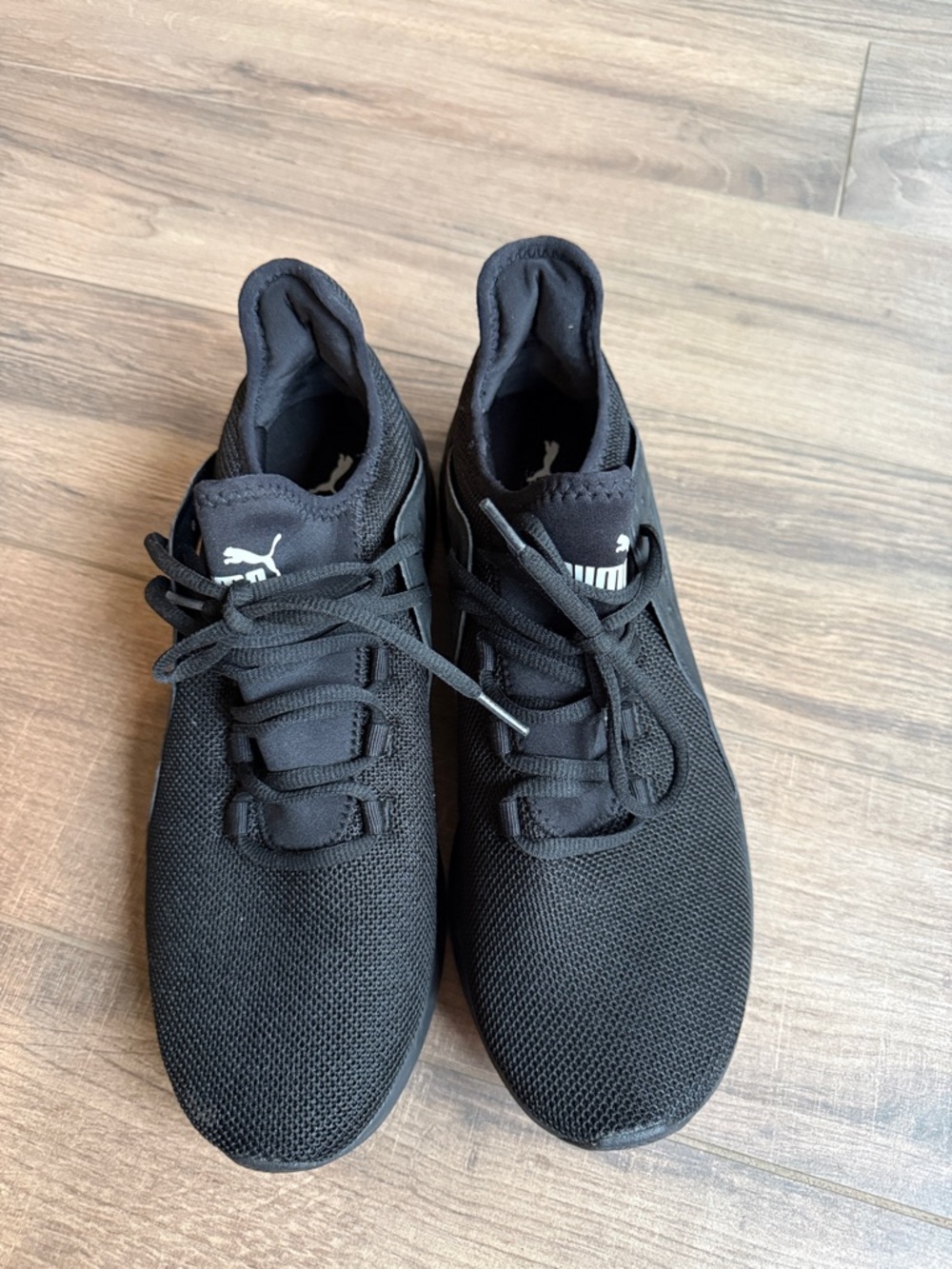 Puma Black Mesh Lace-Up Athletic Sneakers